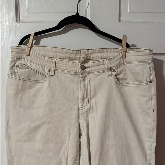 Eileen Fisher Women's Raw Hem Cream Ankle Jeans 5 Pocket Organic Size 16 - Picture 2 of 11